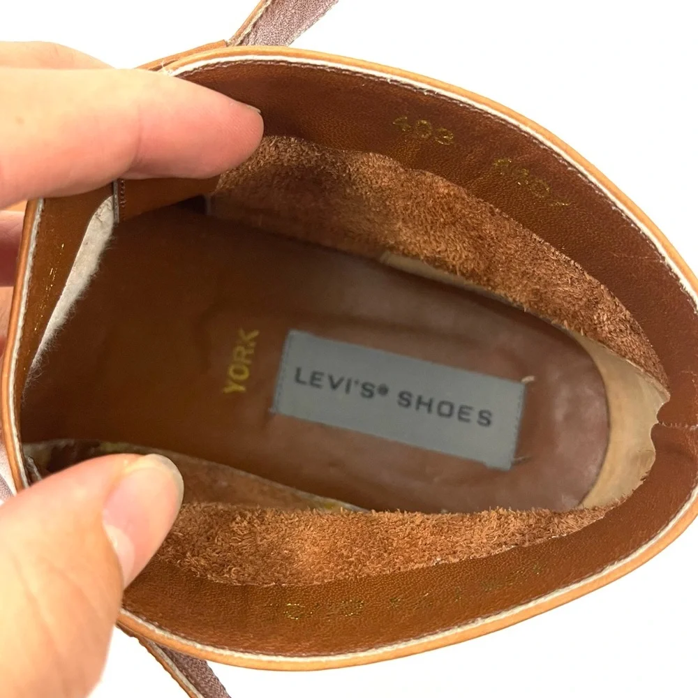 Vintage Levi's Shoes York Brown Leather Ankle Buckle Chelsea Boots